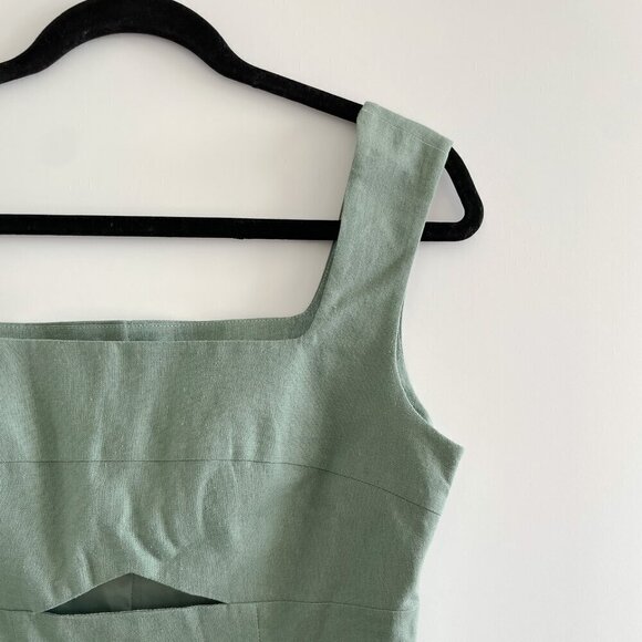 AVEC LES FILLES Linen Square Neck Cutout Dress - Picture 8 of 13